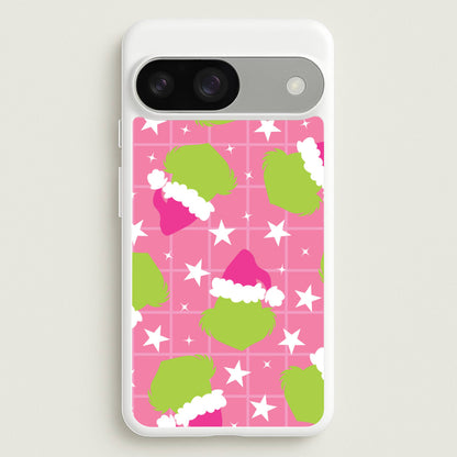 Pink Green Creature Xmas Pattern Google Pixel 9 / 9 Pro Case