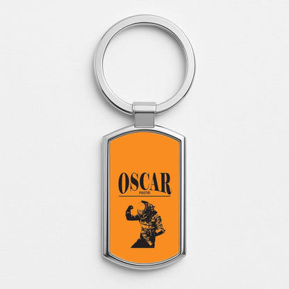 Oscar Orange And Black Silver Metal Keyring
