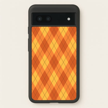 Orange Argyle Pattern Google Pixel 7a Case