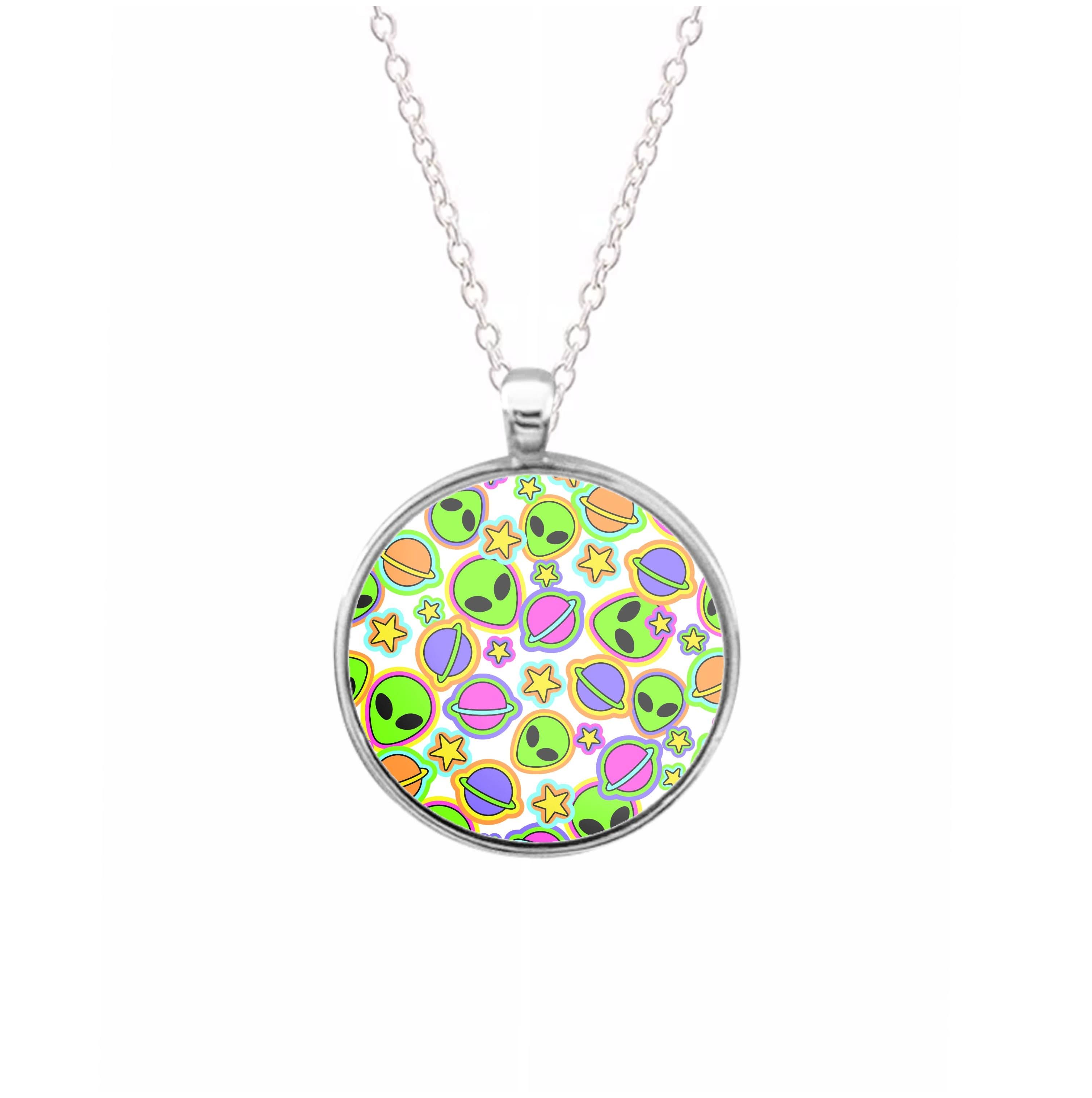 Colourful Aliens And Stars Necklace