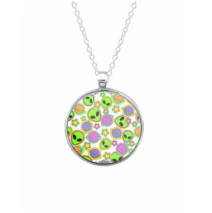Colourful Aliens And Stars Necklace