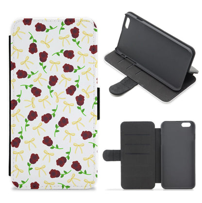 Roses And Bows Pattern Flip / Wallet Phone Case