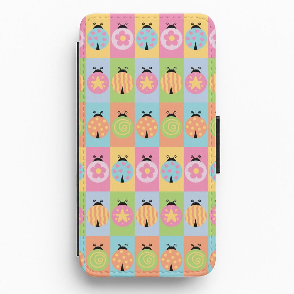 Cartoon Ladybugs Colourful Pattern Flip / Wallet Phone Case