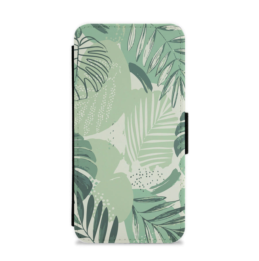 Green Leaf Pattern - Foliage Flip / Wallet Phone Case