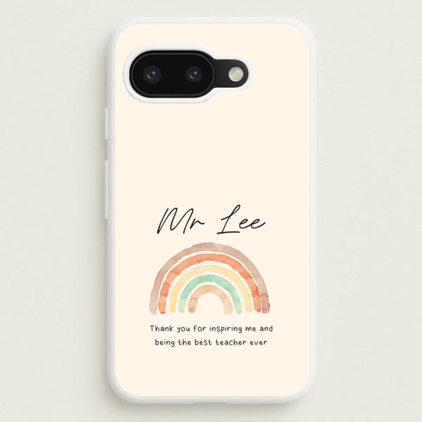 Biege Personalised Teacher Rainbow  Google Pixel 9a Case