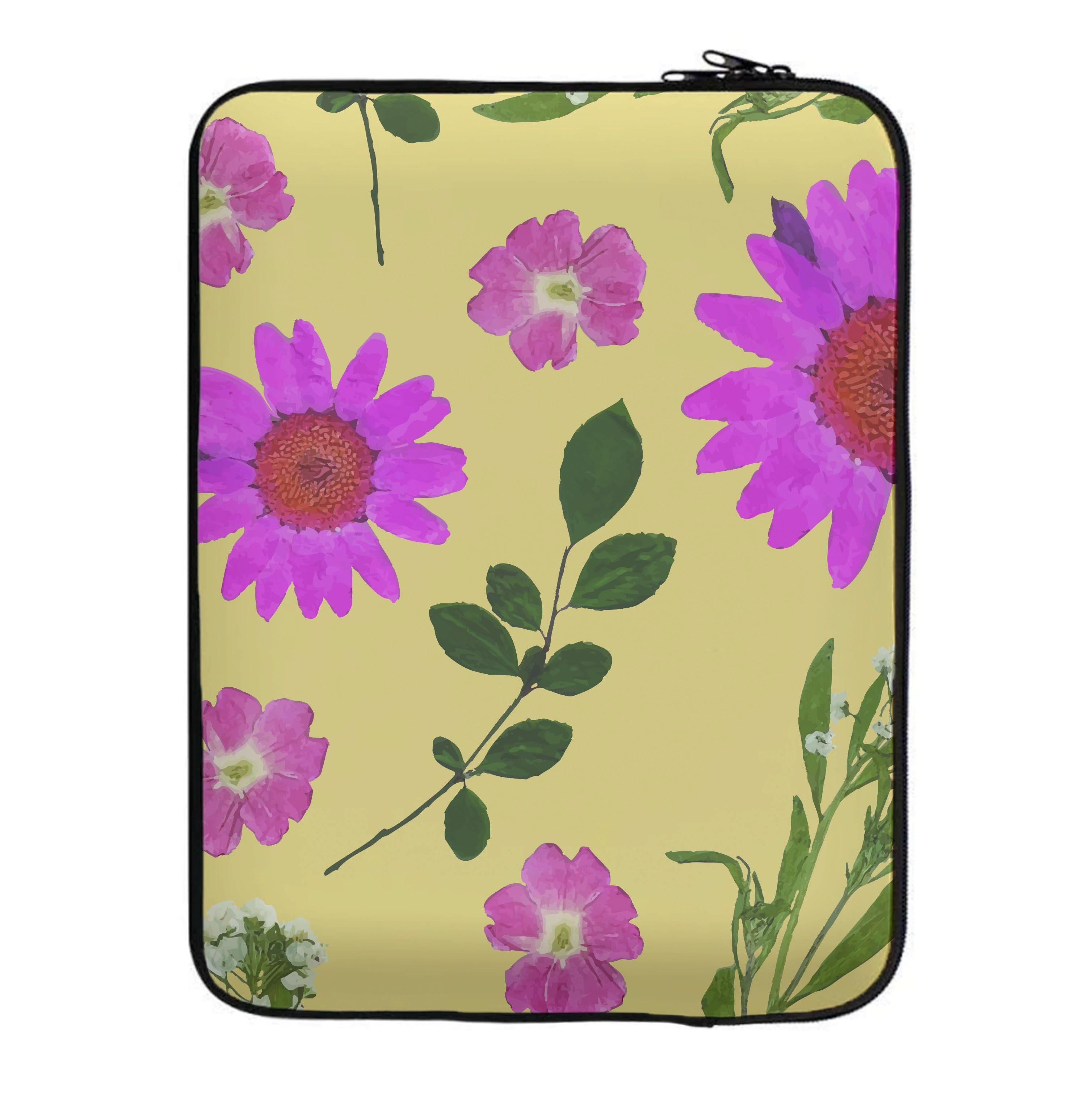 Pressed Plants Yellow Laptop Sleeve