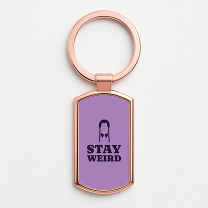 Stay Weird Purple Rose Gold Keyring