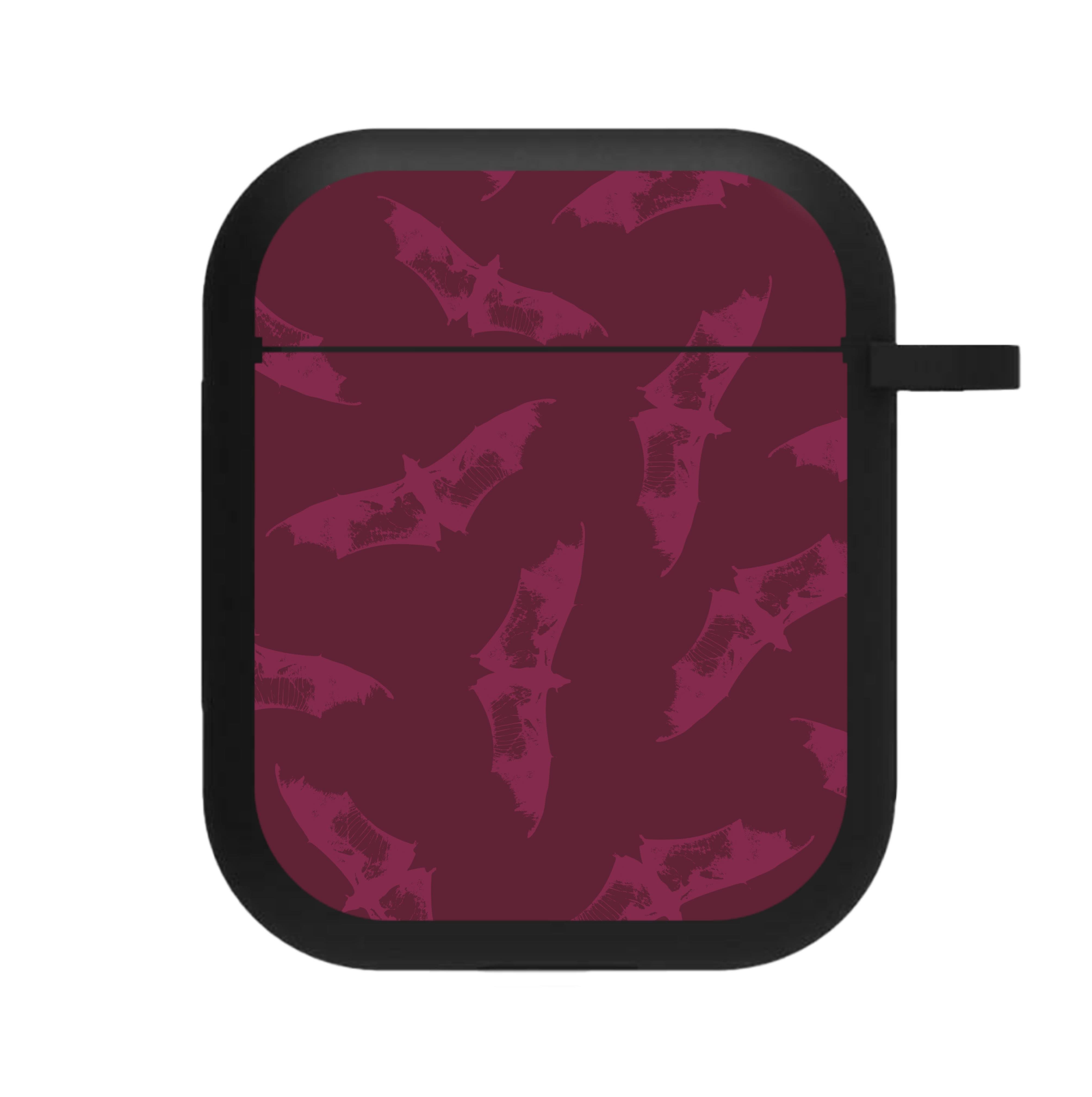 Dark Pink Bats Pattern AirPods Case