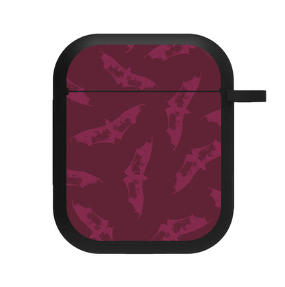 Dark Pink Bats Pattern AirPods Case