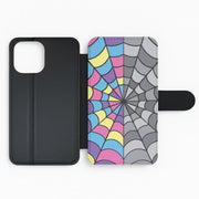 Colourful And Gray Spiderweb Flip / Wallet Phone Case 2