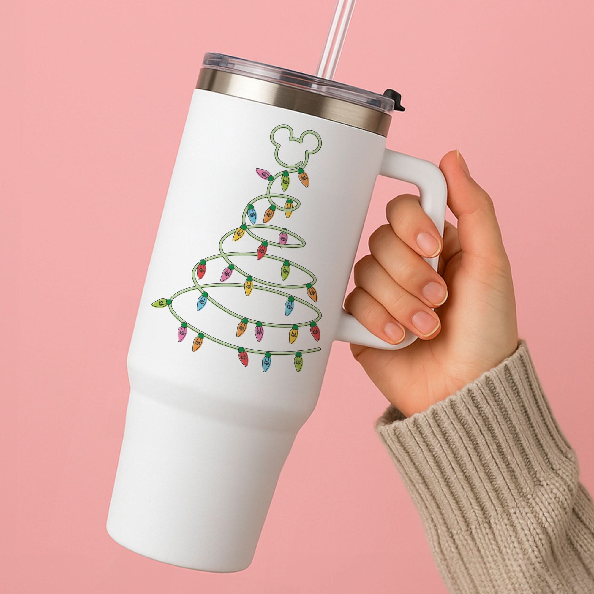 Cartoon Mouse Christmas Tree Lights Tumbler