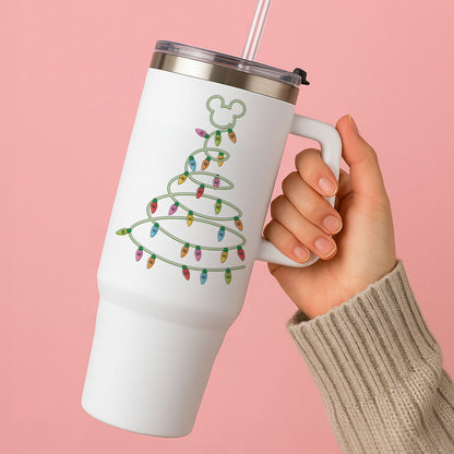Cartoon Mouse Christmas Tree Lights Tumbler