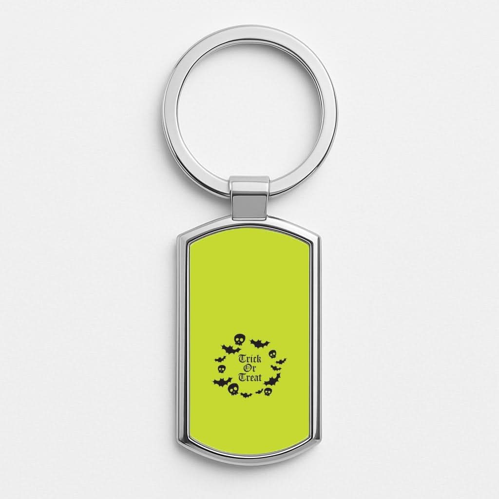 Trick Or Treat Wreath Silver Metal Keyring