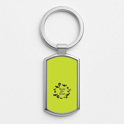 Trick Or Treat Wreath Silver Metal Keyring