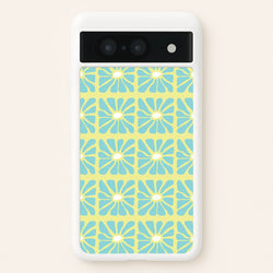 Square Abstract Flowers Blue Google Pixel 8 Case