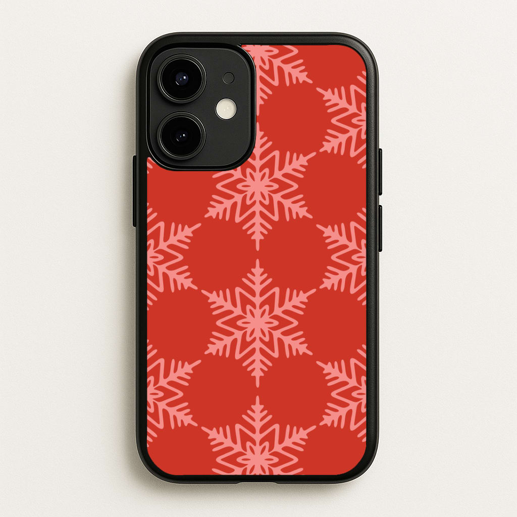 Red Giant Snowflakes Christmas Pattern iPhone 12 / 12 Pro Case