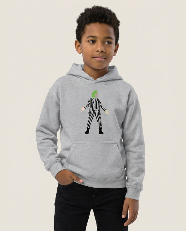 Betelgeuse - Beetle Halloween Kids Hoodie — Grey Front, worn