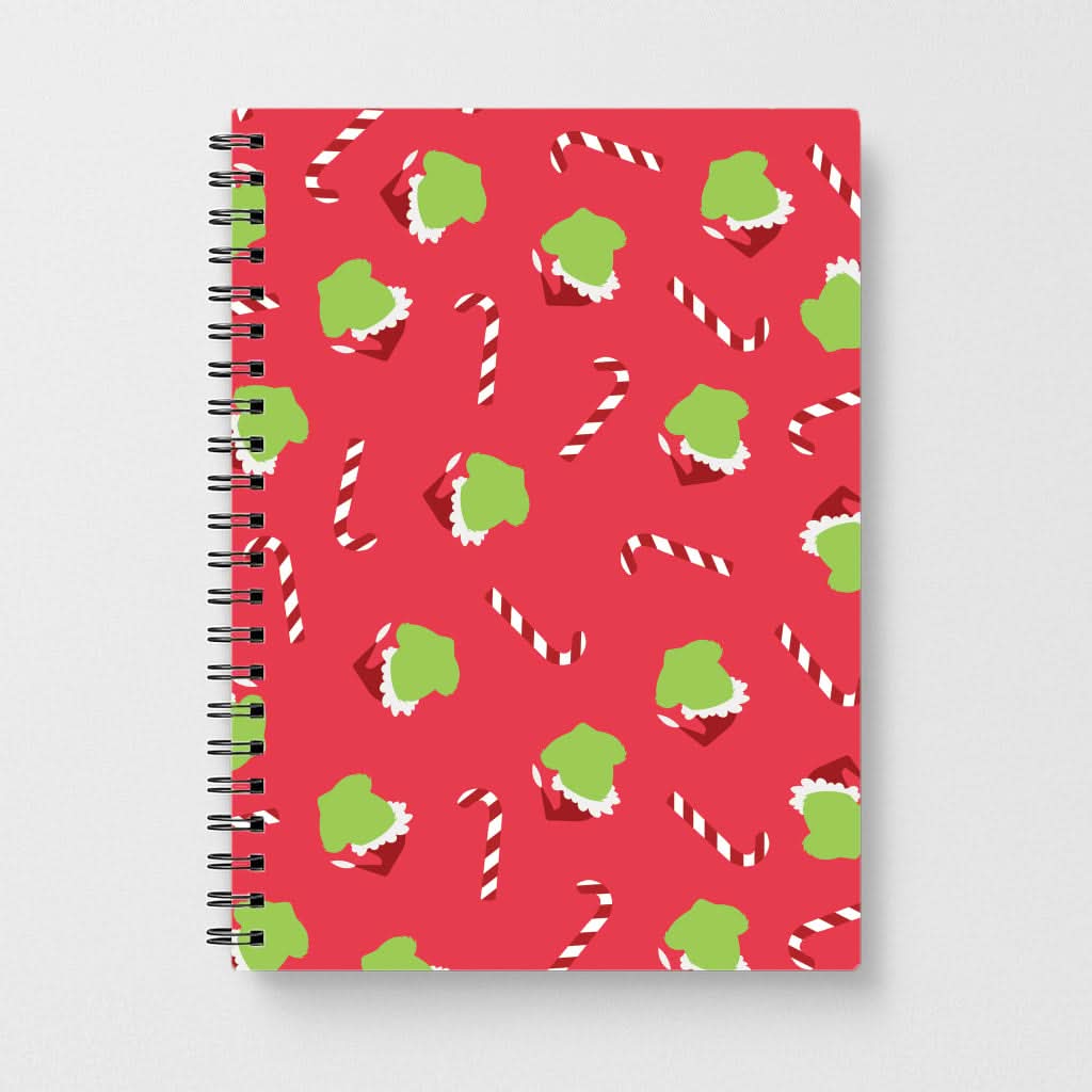 Green Creature And Candy Canes Pattern Notebook