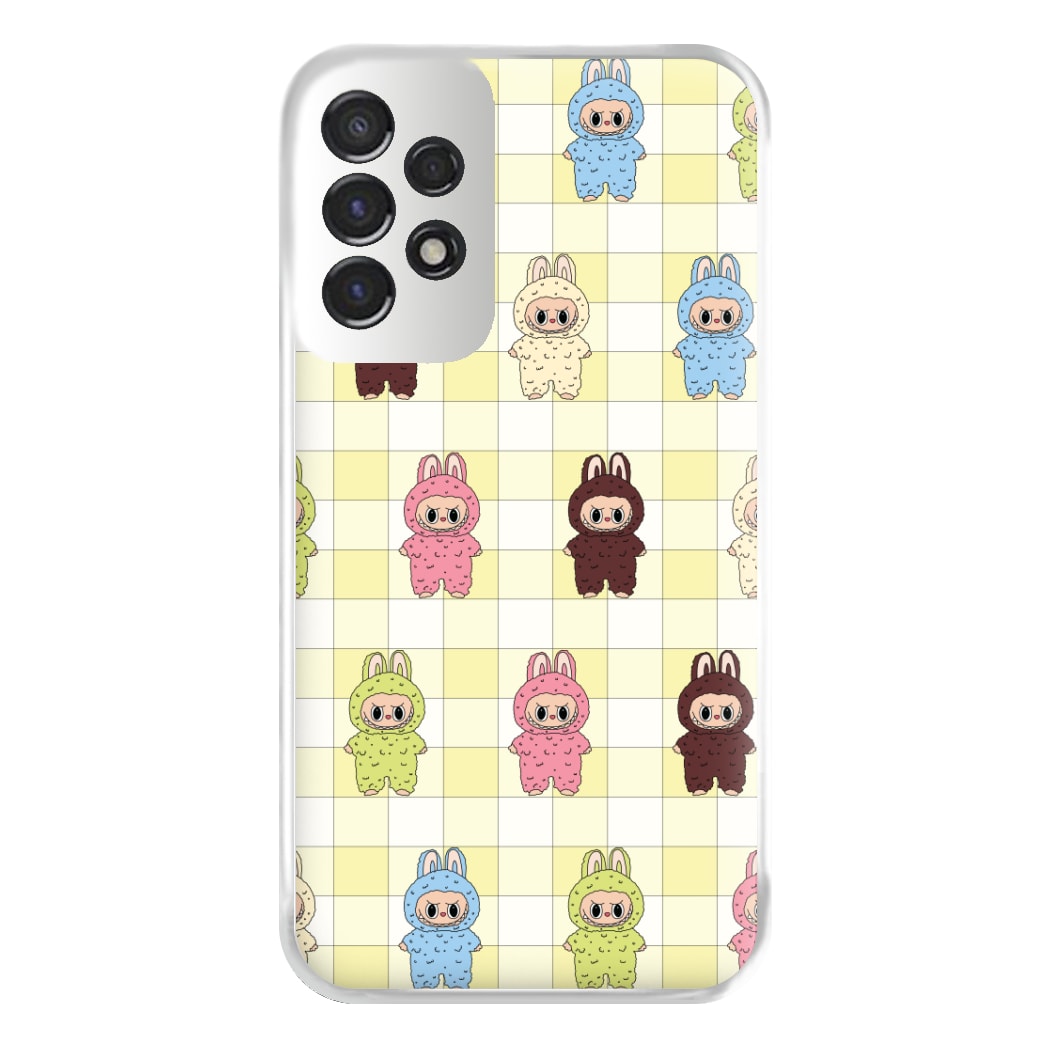 Cute Colourful Monsters Checkered Pattern Galaxy A53 Case