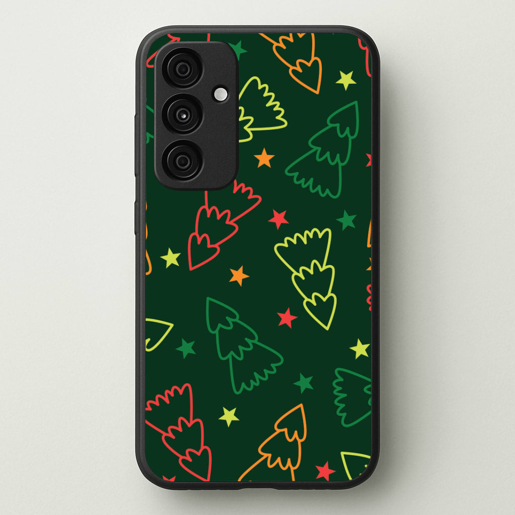 Colourful Christmas Tree Outlines Pattern Galaxy A35 Case
