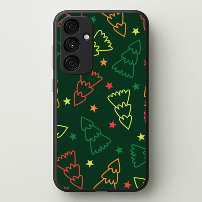 Colourful Christmas Tree Outlines Pattern Galaxy A35 Case