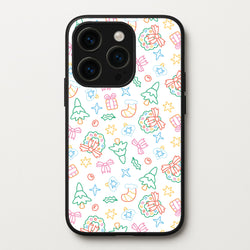 Neon Christmas Icons Pattern II iPhone 15 Pro Case