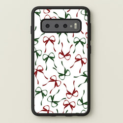 Red And Green Coquette Christmas Bows Pattern Galaxy S10 Plus Case