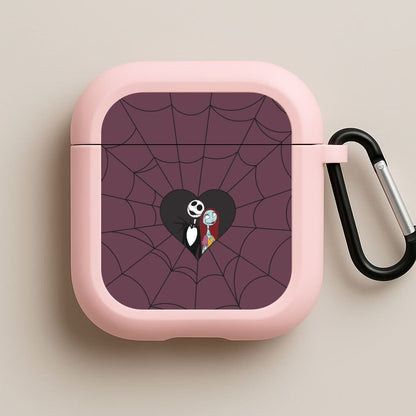 J And S Cobweb Heart Pink AirPods Case