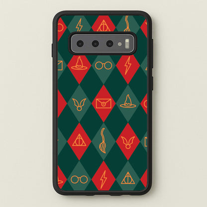 Christmas Wizard Icons Argyle Pattern Galaxy S10 Plus Case