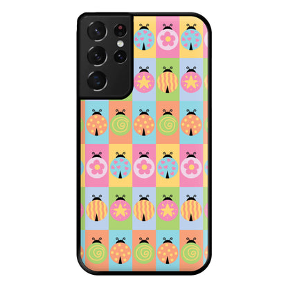 Cartoon Ladybugs Colourful Pattern Galaxy S21 Ultra Case