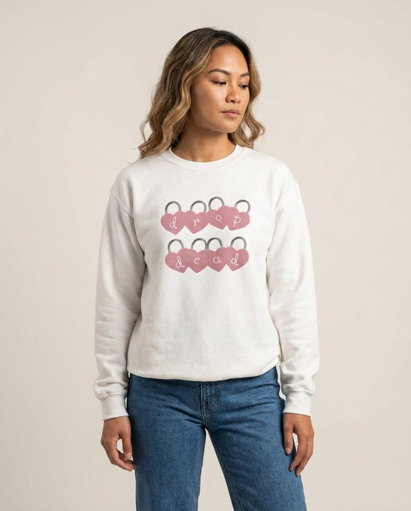Rose Padlocks  Sweatshirt — White Front, worn
