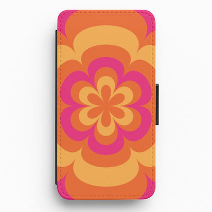 Sunset Trippy Flower Pattern Flip / Wallet Phone Case