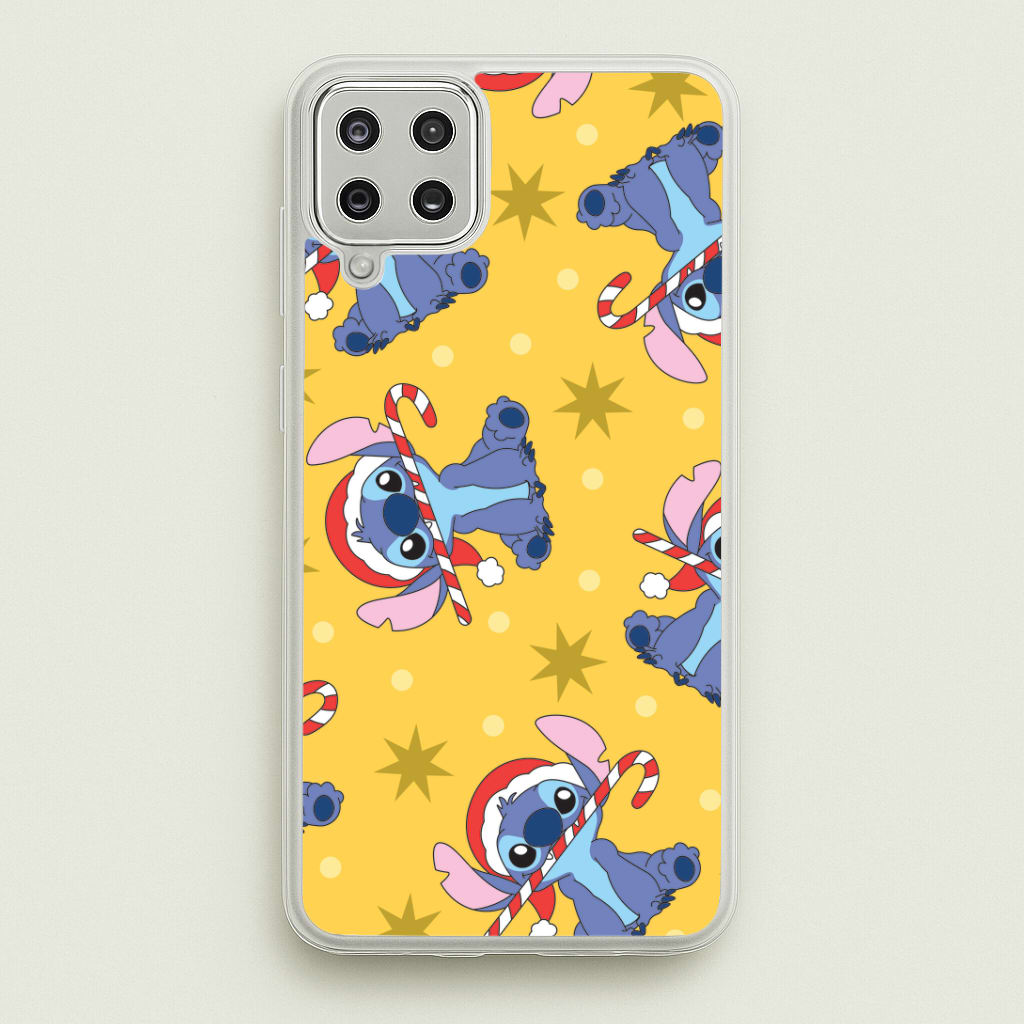 Cute Blue Alien Candycane Christmas Pattern Galaxy A12 Case