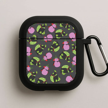 Vampire Frogs And Vegetables Pattern - Halloween Black AirPods Case