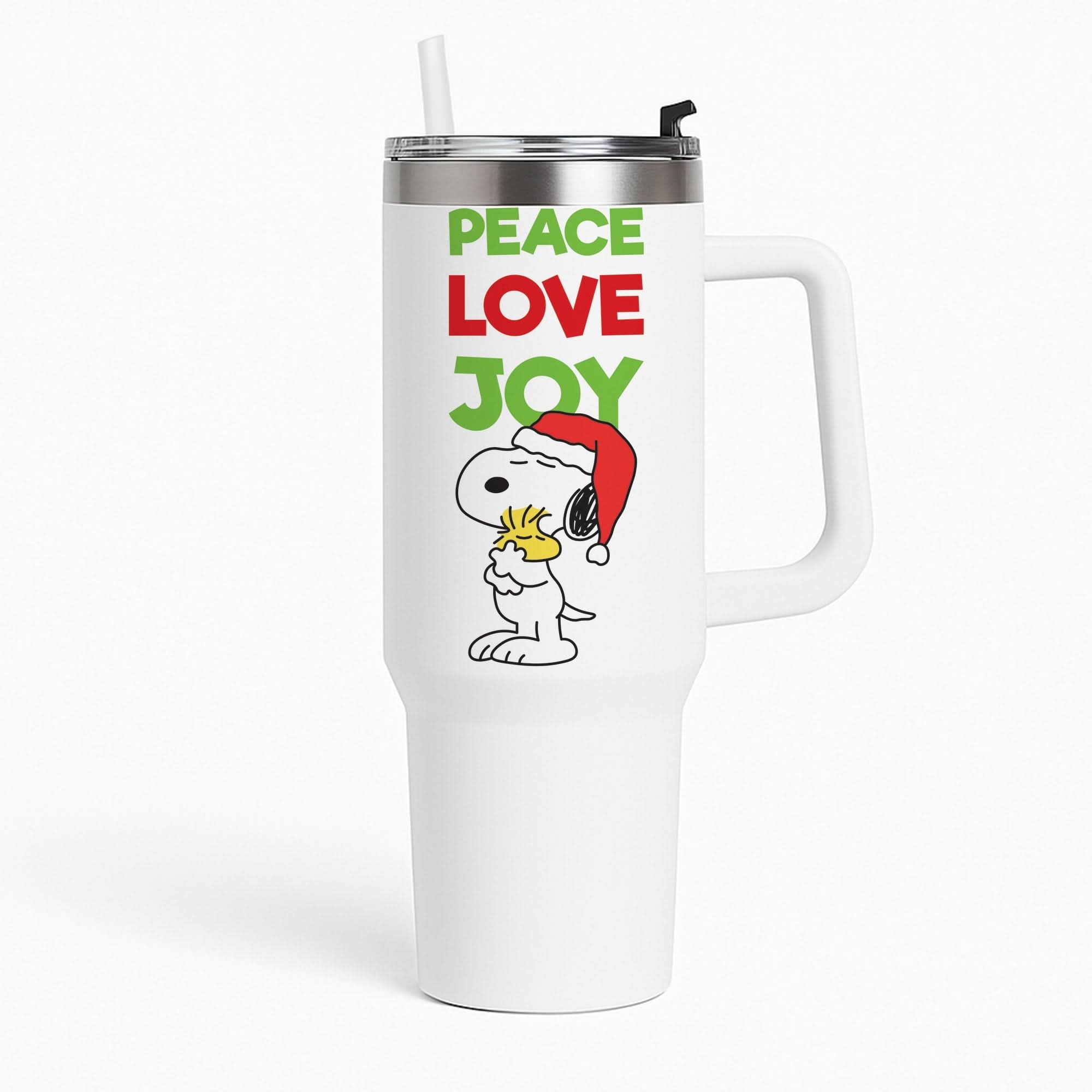Peace, Love, Joy Christmas Cartoon Beagle Tumbler