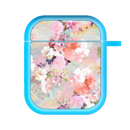 Pastel Pink Floral Pattern AirPods Case