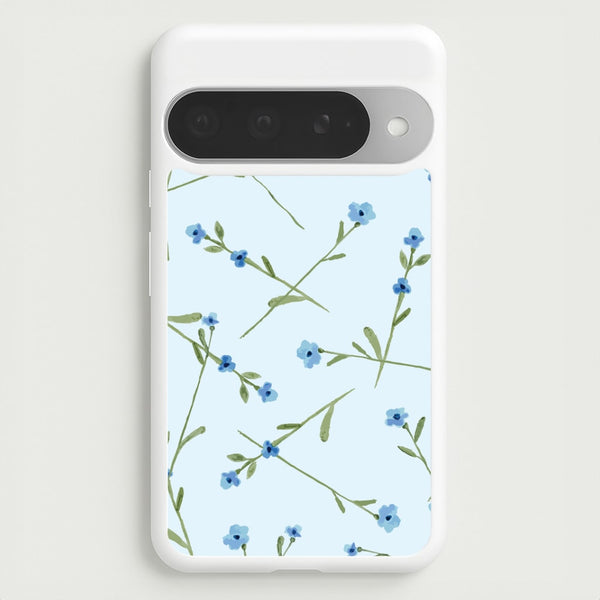 Baby Blue Floral Pattern Google Pixel 10 Pro XL Case
