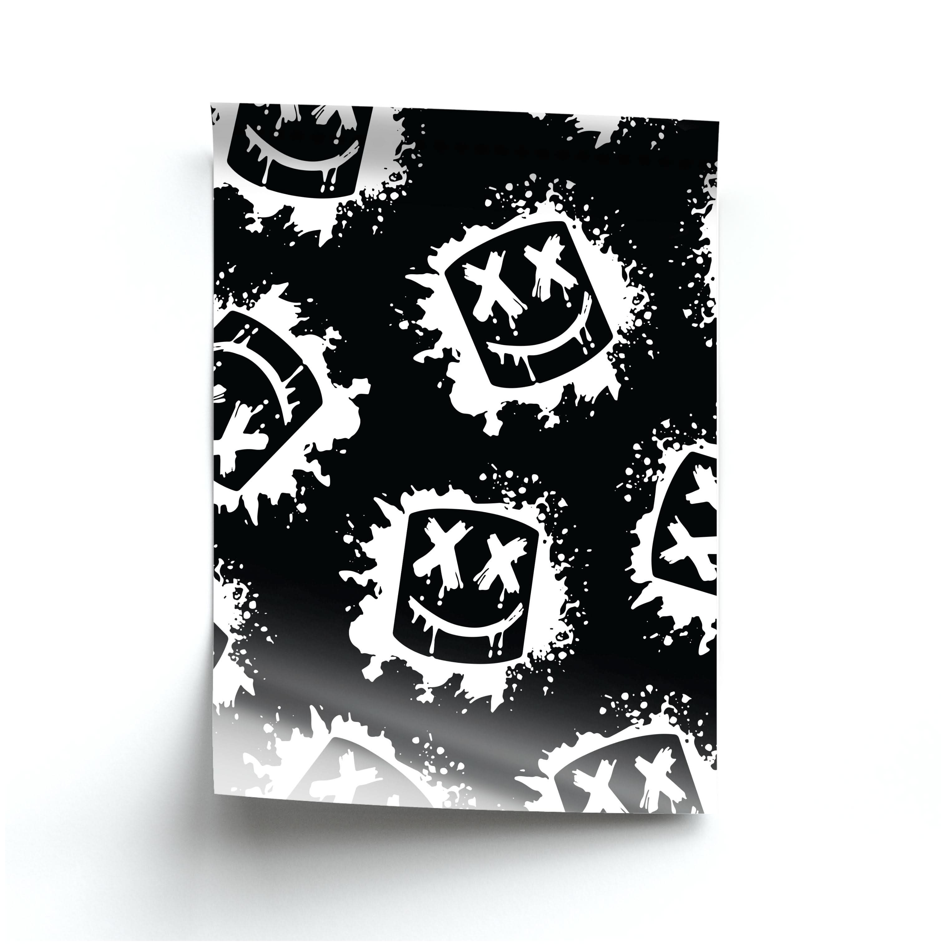 Black And White Helmet DJ Pattern Poster