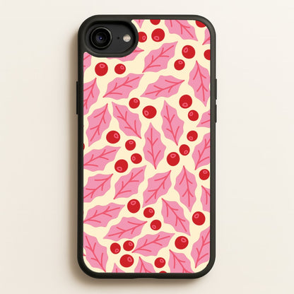 Pink Holly And Berries Pattern iPhone 6 / 7 / 8 / SE Case