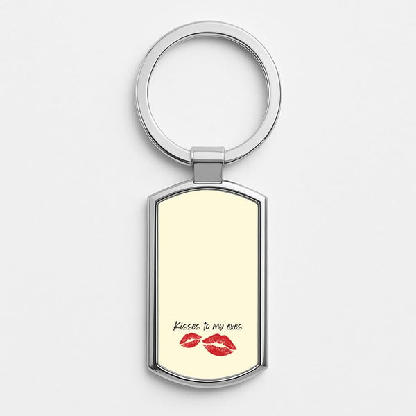 Kisses To My Exes Silver Metal Keyring