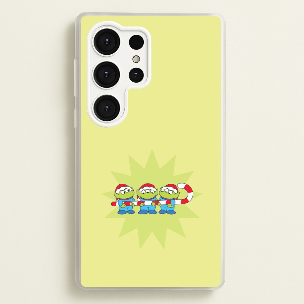 Cute Green Aliens Candycane Galaxy S25 Ultra Case