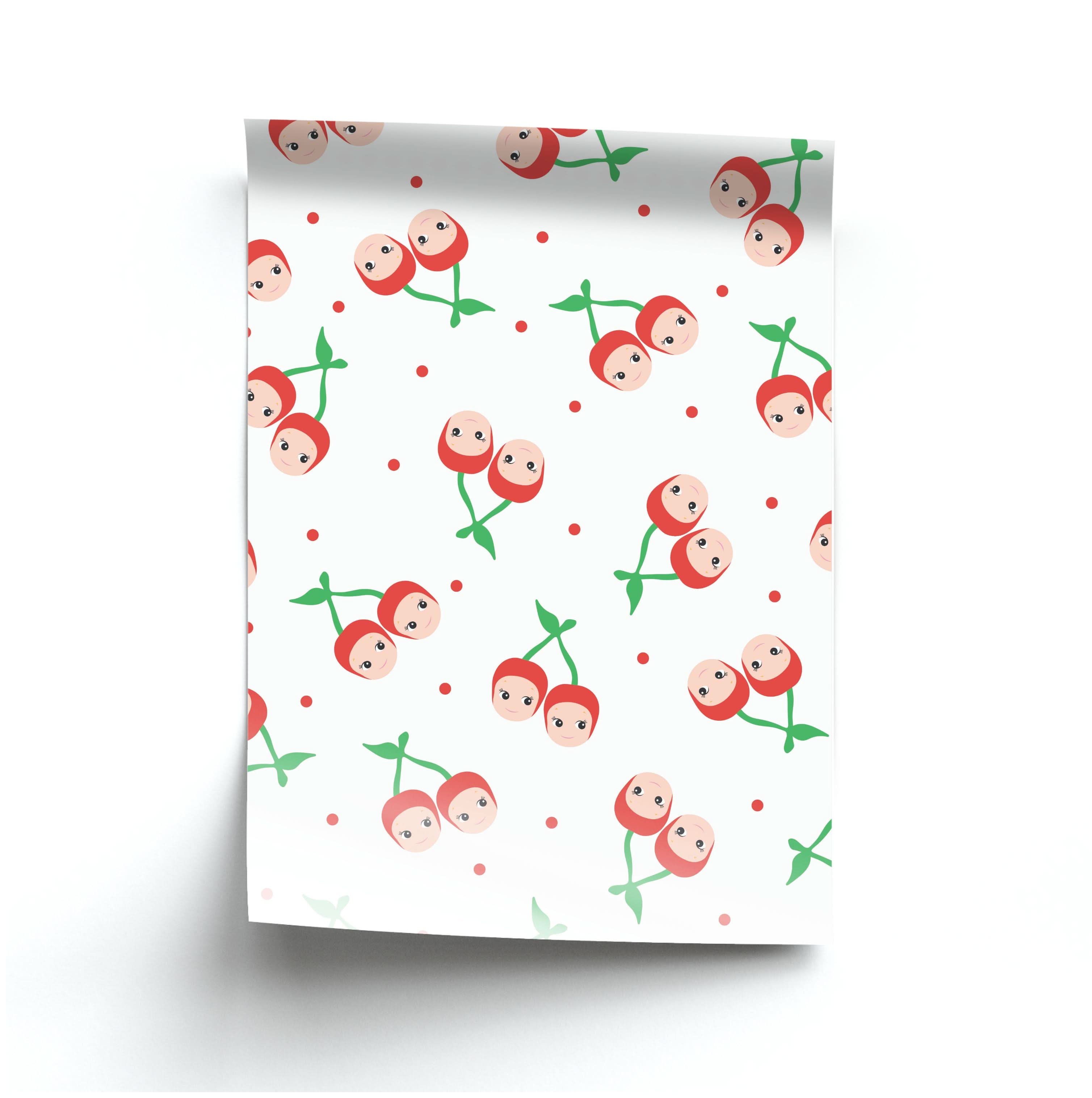 Cherry Angels Pattern Poster