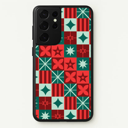 Geometric Square Christmas Pattern Galaxy S21 Ultra Case