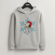 Christmas Cartoon Beagle And Bird  Kids Hoodie 2