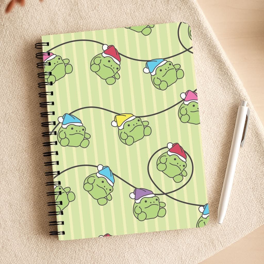 Christmas Frog Plush Fairylights Pattern Notepad