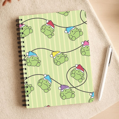 Christmas Frog Plush Fairylights Pattern Notepad