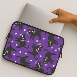 Cartoon Black Cats And Stars Pattern MacBook Cover