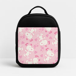 Cartoon Beagle Valentine Hearts Pattern Insulated Lunch Bag