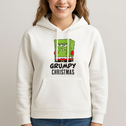 Grumpy Christmas Cartoon Sponge Womans Hooded Sweatshirt