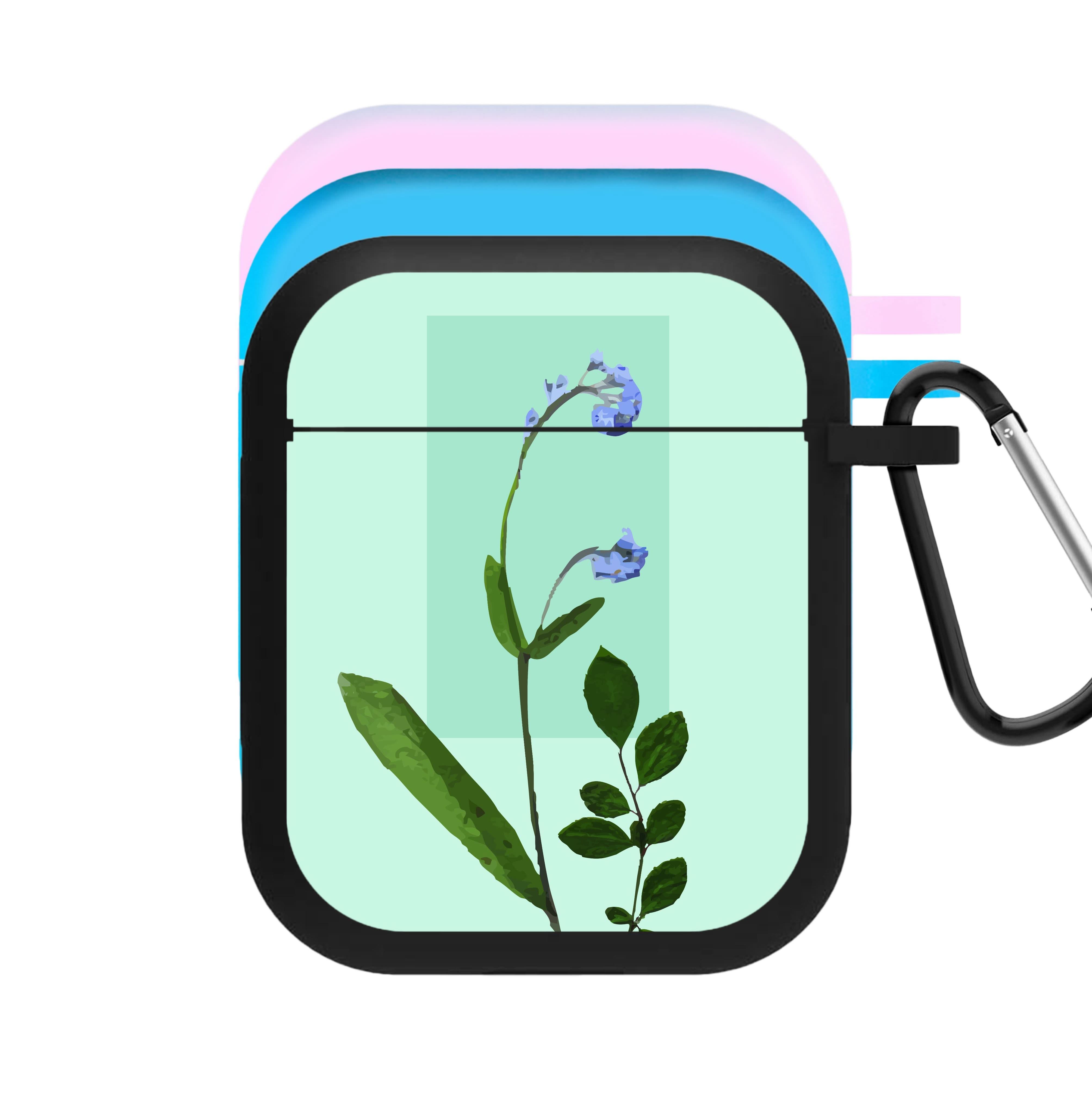 Abstract Blue Pressed Flower AirPods Case